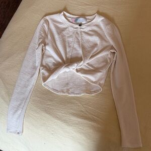 Free People Beach Cream Long Sleeve Keyhole Crop Top